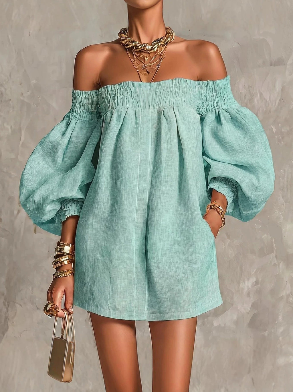 Rosaline | Off-Shoulder Puff-Sleeve Mini Dress