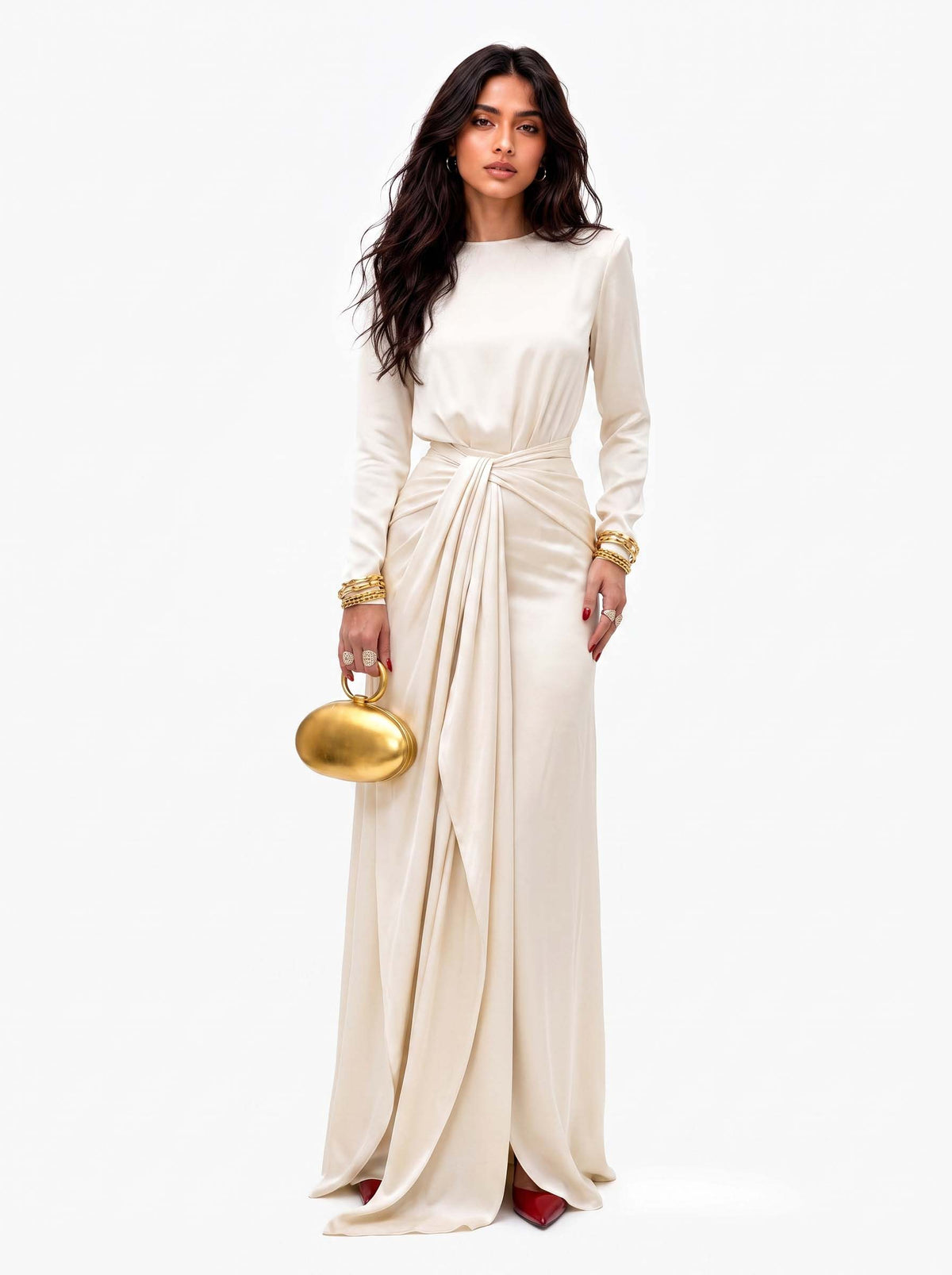 Serena™ | Draped Satin Maxi Dress