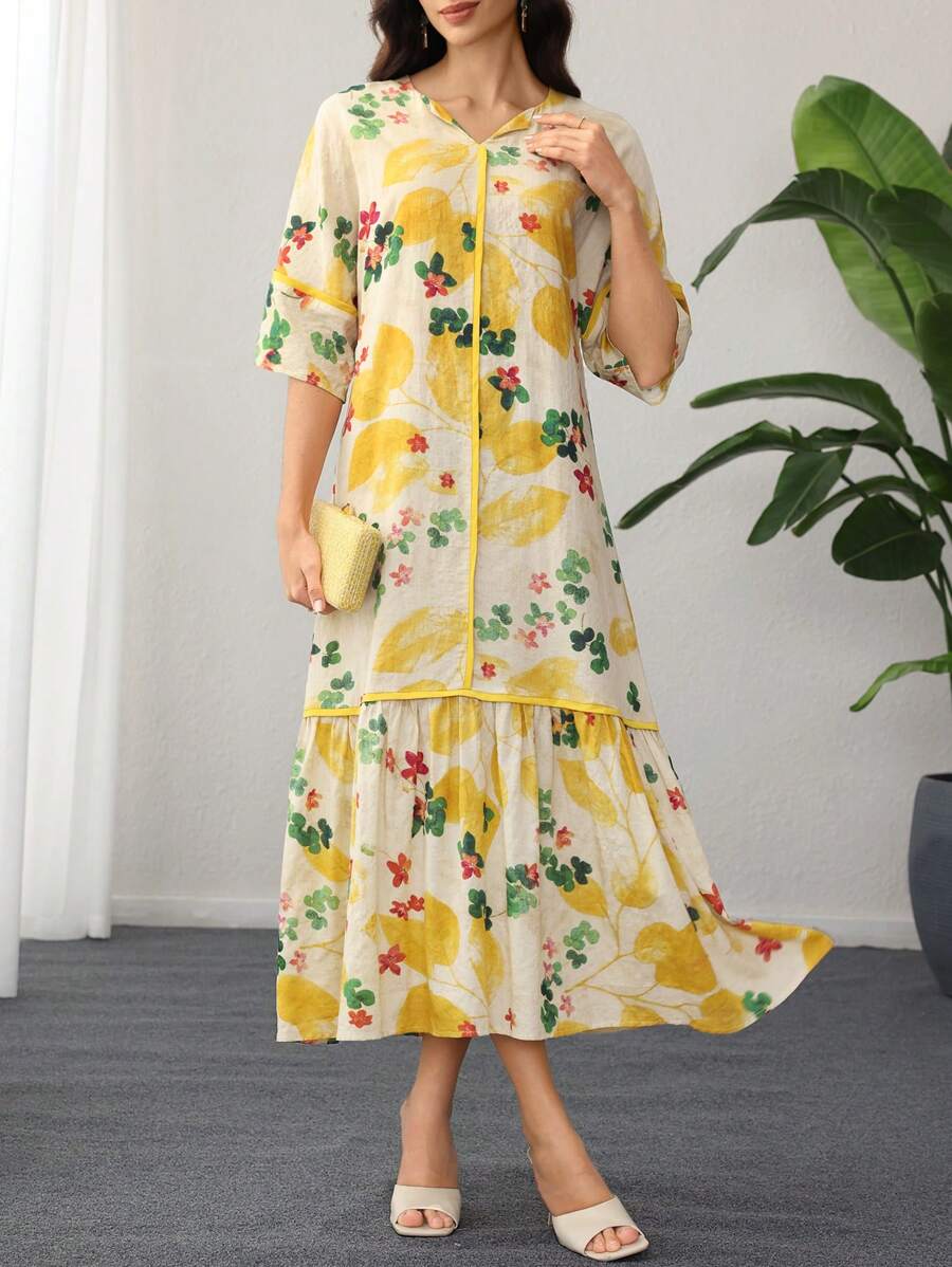 Leah™ | Ruffled Floral Print Dress