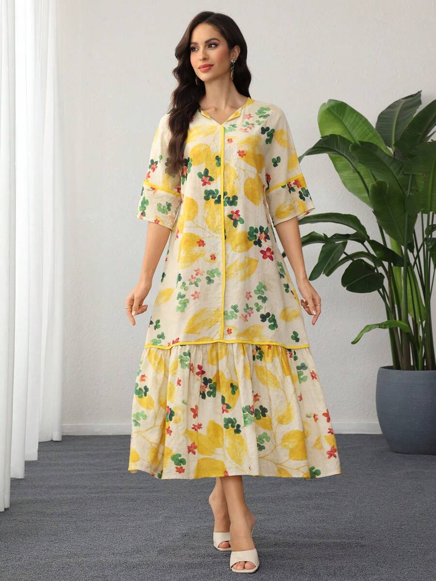 Leah™ | Ruffled Floral Print Dress