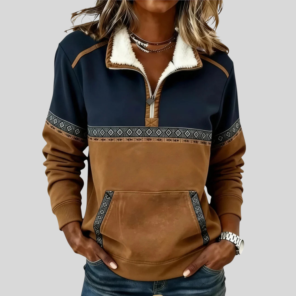 Alvette | Sherpa-Collared Half-Zip Pullover