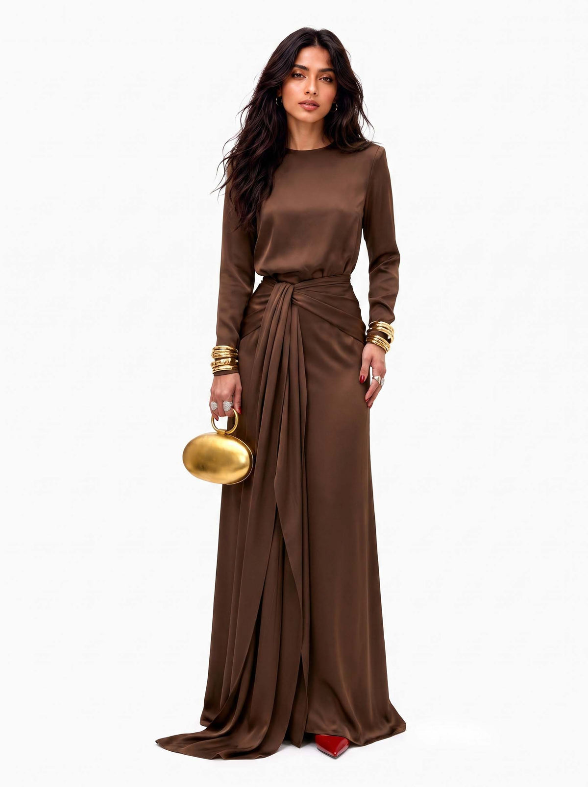 Serena™ | Draped Satin Maxi Dress