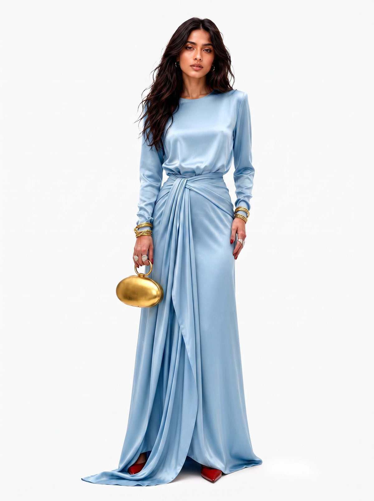Serena™ | Draped Satin Maxi Dress