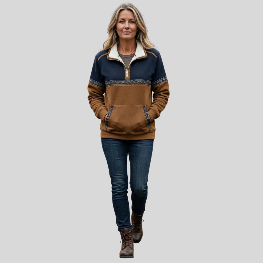 Alvette | Sherpa-Collared Half-Zip Pullover