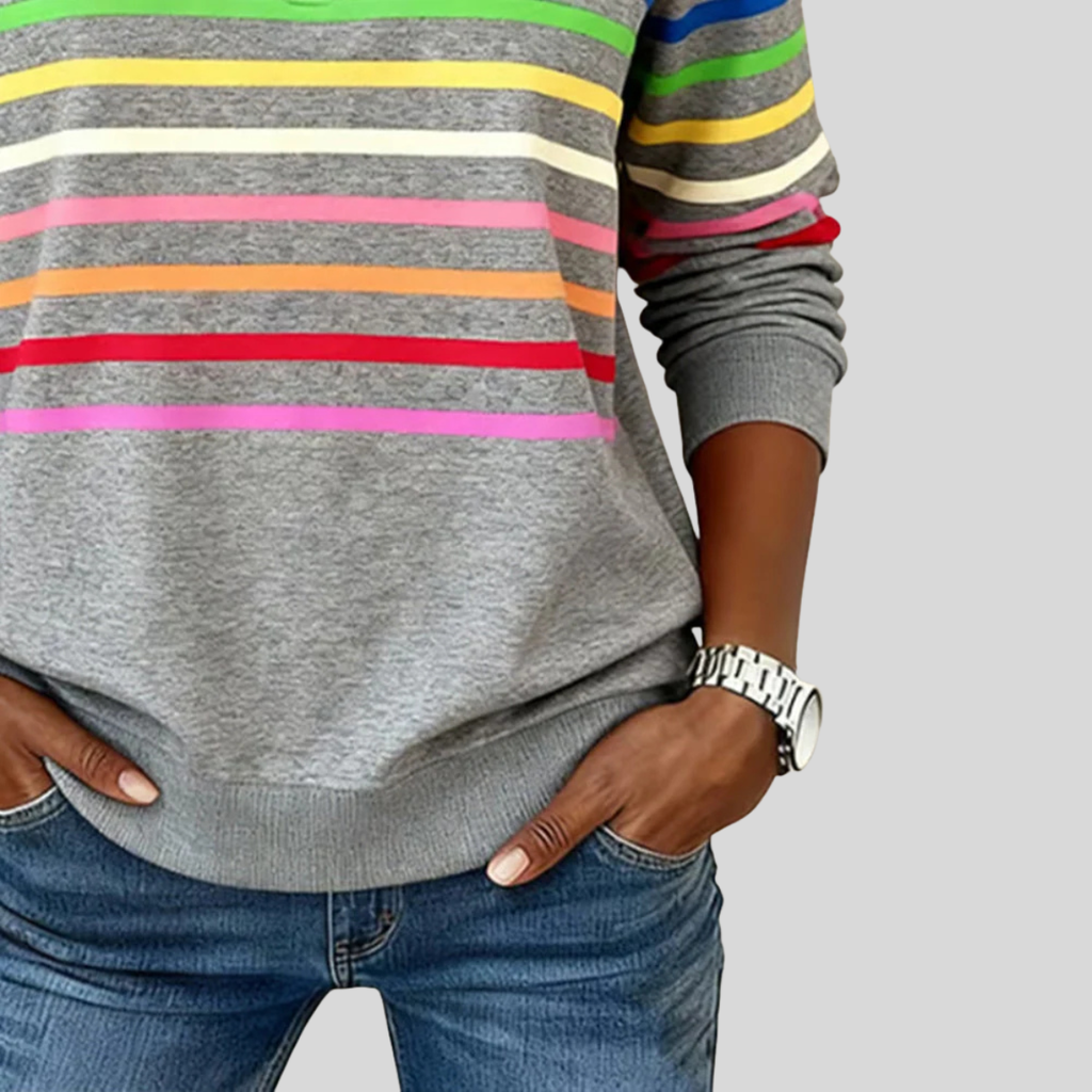 Prismette | Vibrant Striped Half-Zip Hoodie