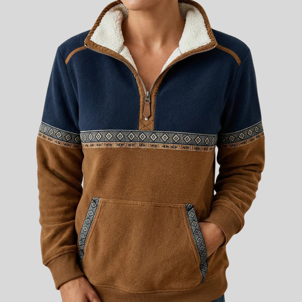 Alvette | Sherpa-Collared Half-Zip Pullover