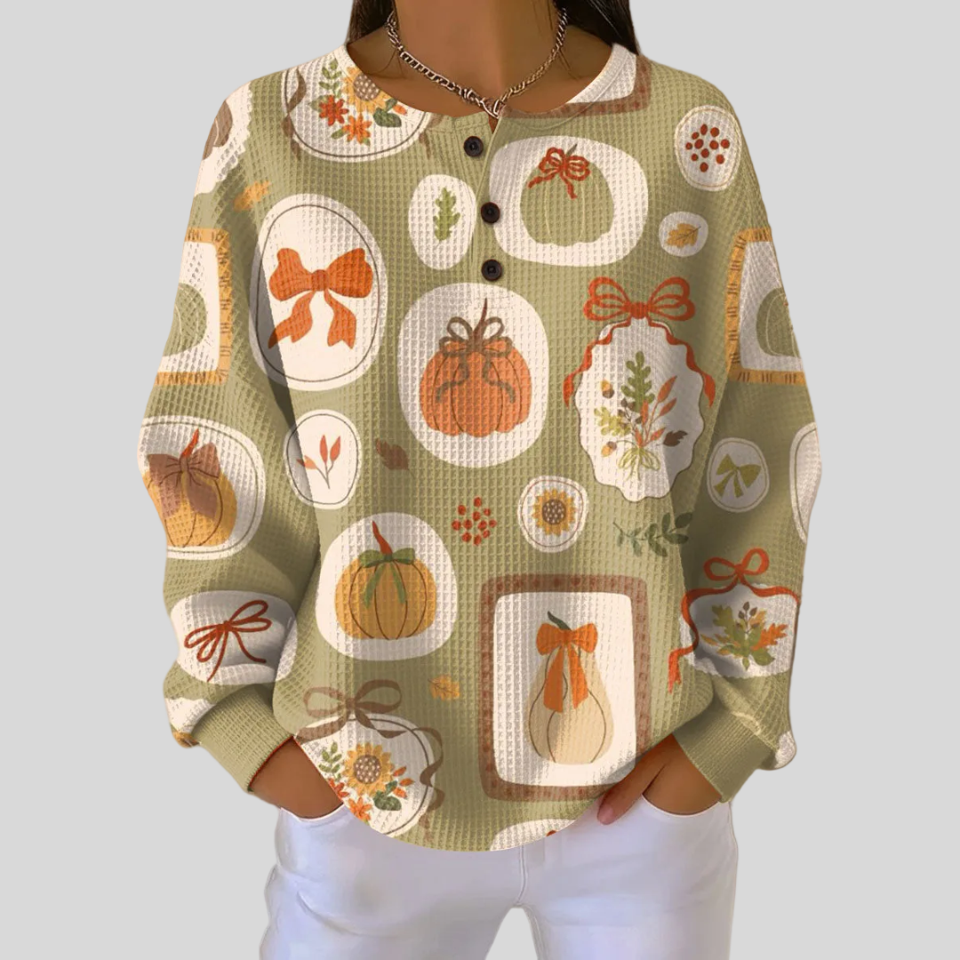 Tawnie | Bow-Embellished Pumpkin Sweatshirt