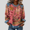 Orabelle | Denim-Trimmed Floral Sweatshirt