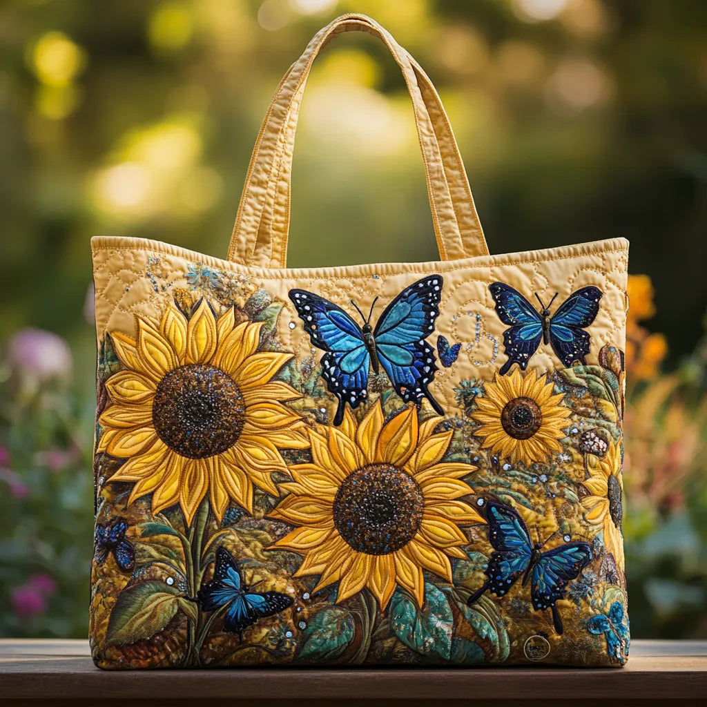 Women's Sunflower and Blue Butterfly Bag – Roomy and Lightweight