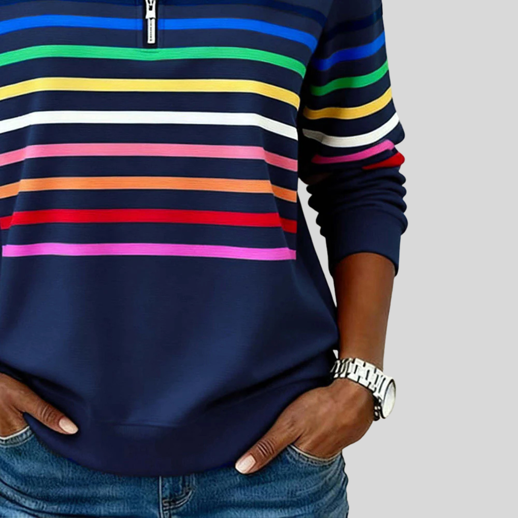 Prismette | Vibrant Striped Half-Zip Hoodie