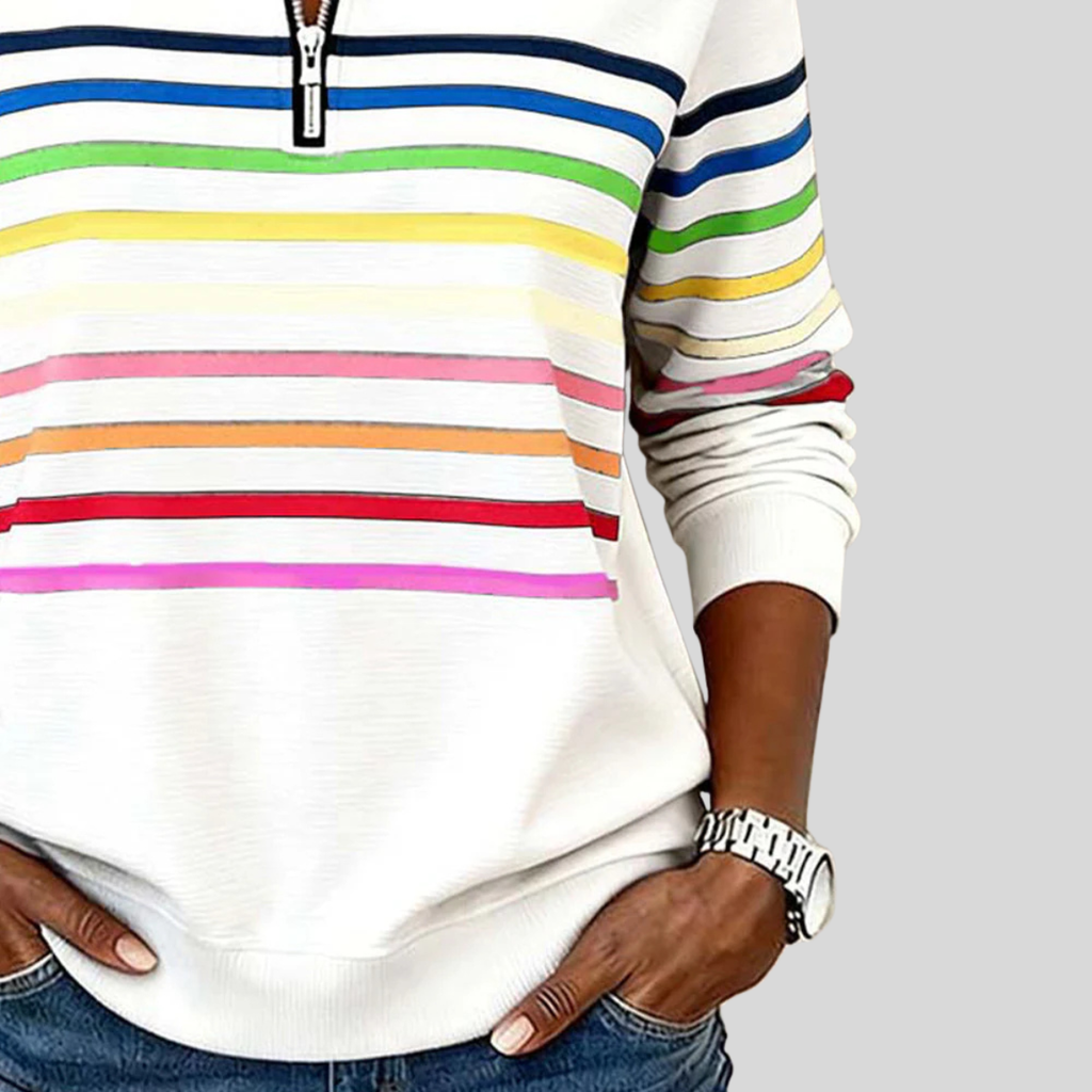 Prismette | Vibrant Striped Half-Zip Hoodie