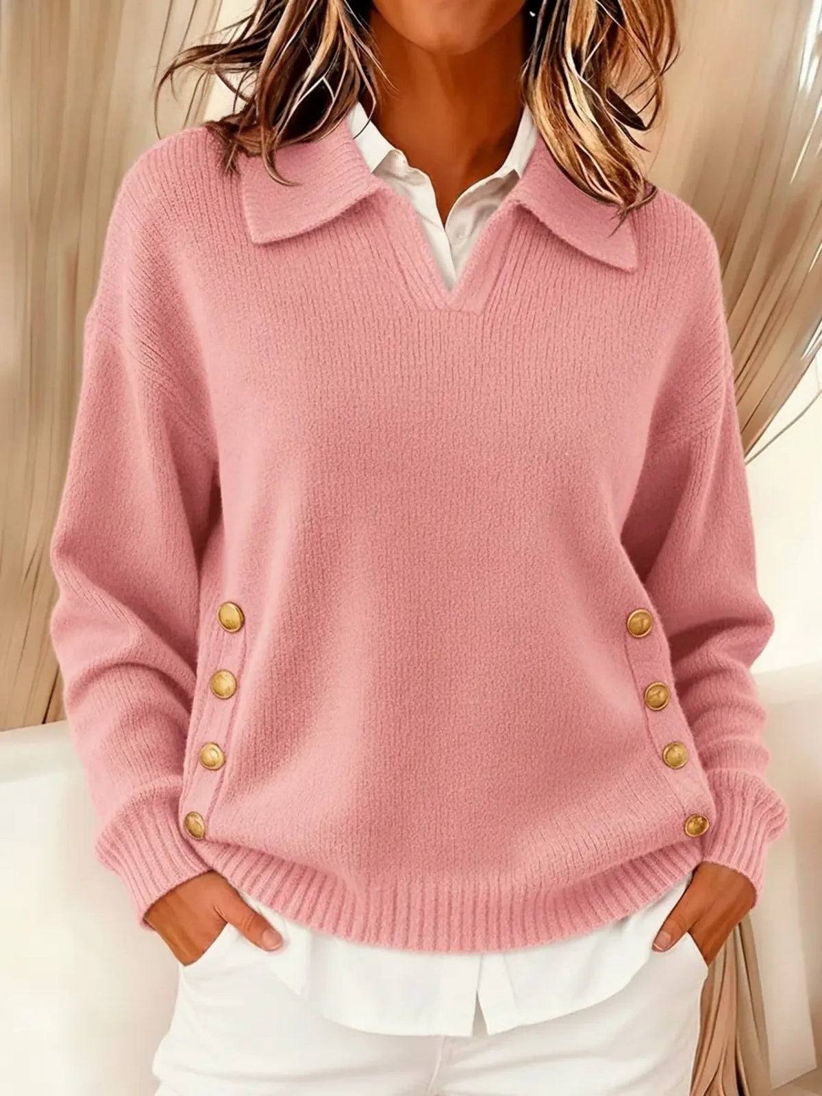 Vynette™ | Collared V-Neck Jumper