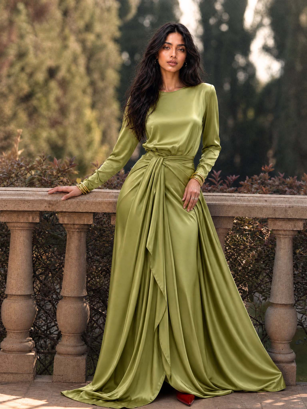 Serena™ | Draped Satin Maxi Dress