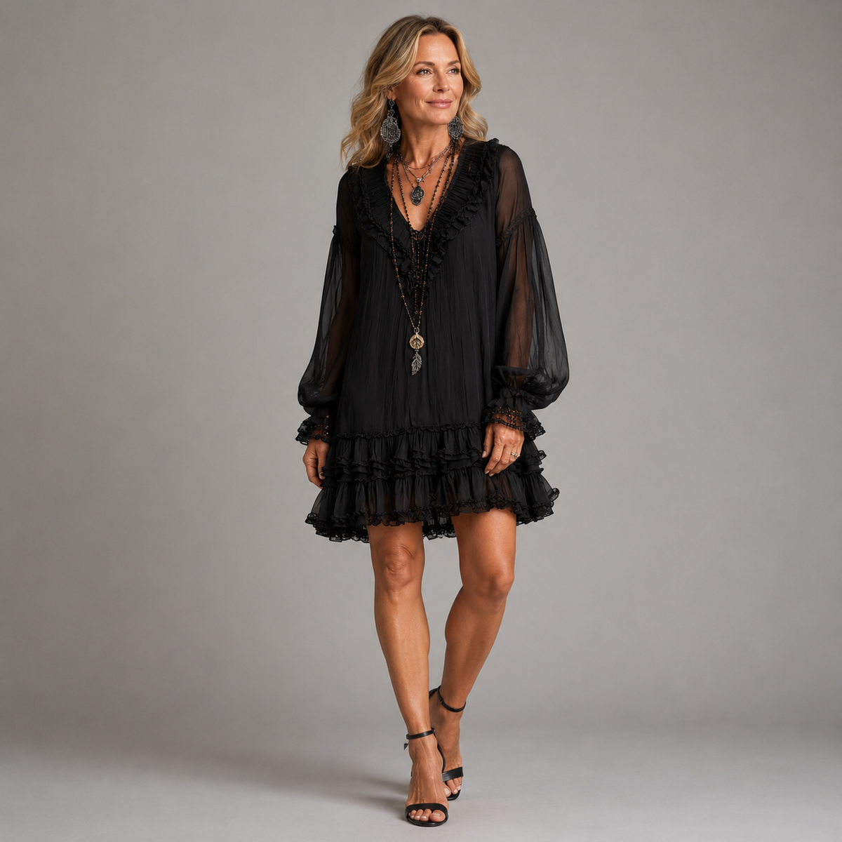 Oriella | Ruffle-Detail A-Line Mini Dress