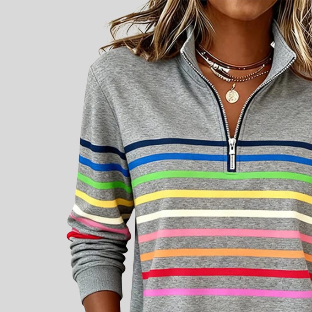 Prismette | Vibrant Striped Half-Zip Hoodie