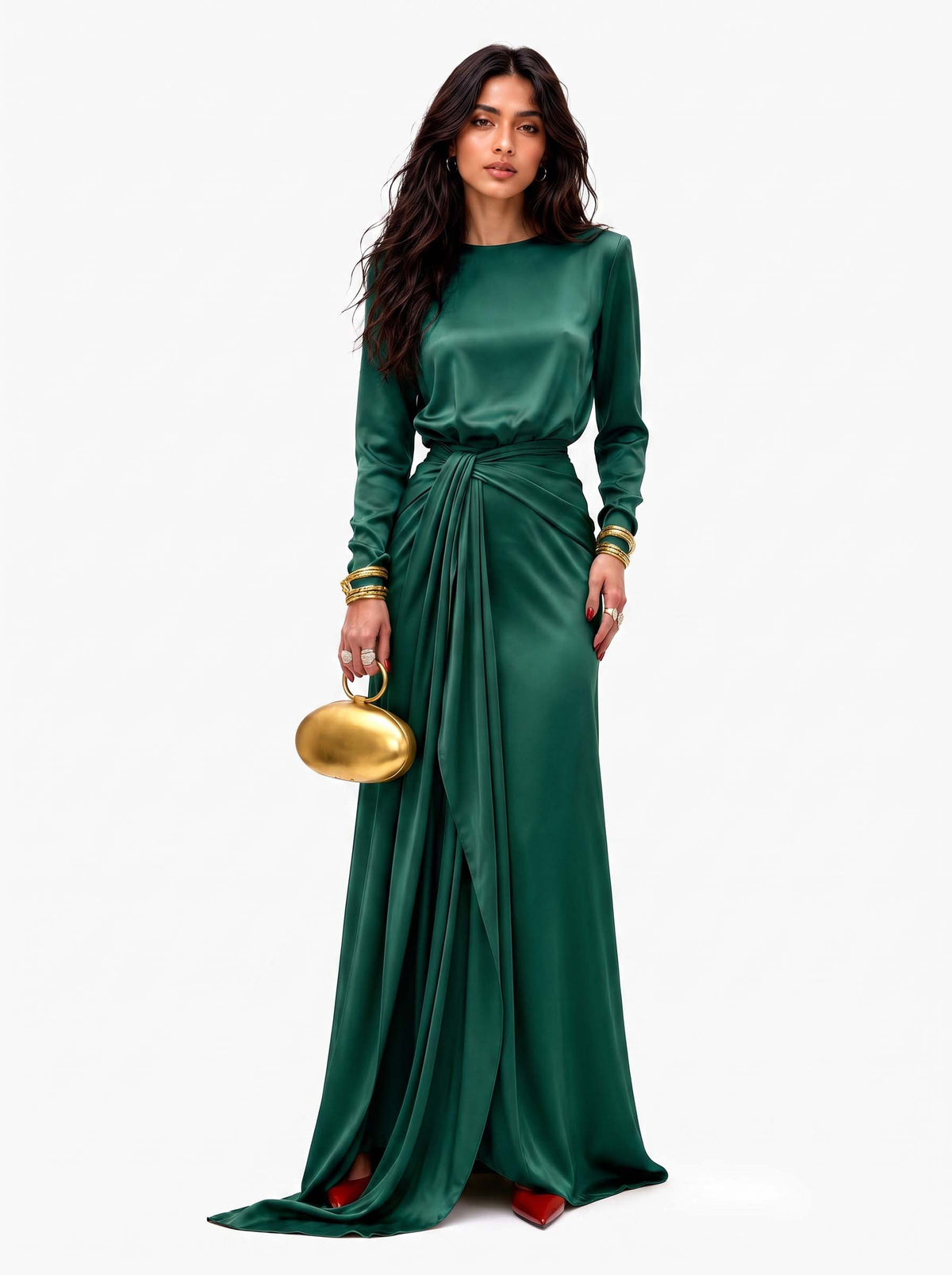 Serena™ | Draped Satin Maxi Dress
