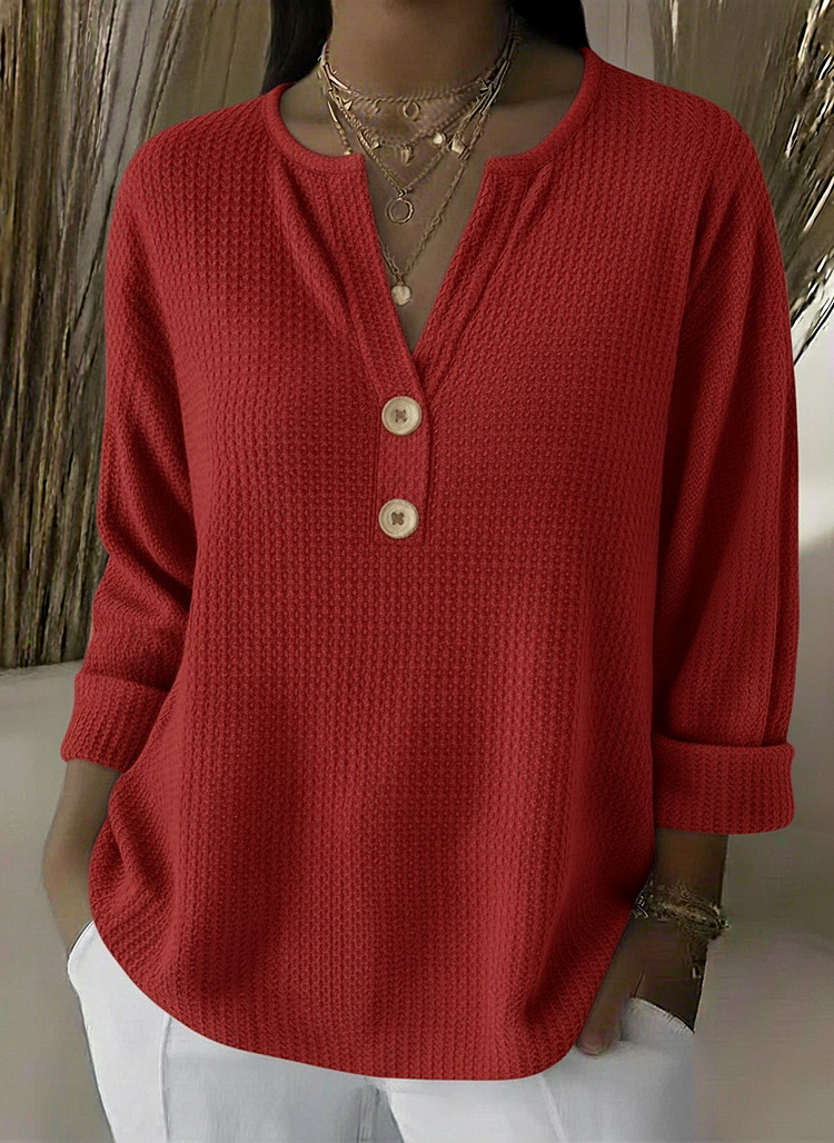 Lucinda™ | Button-Up Henley Top