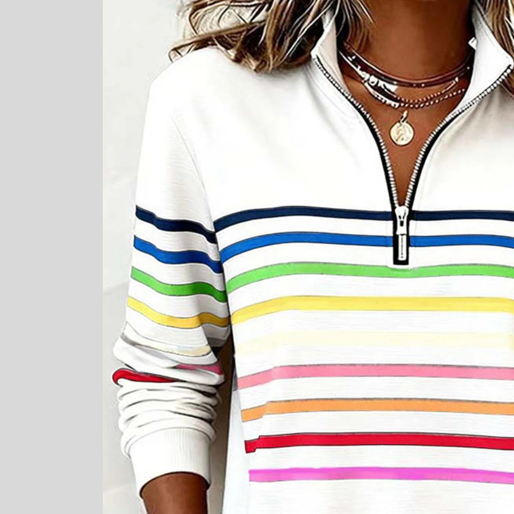 Prismette | Vibrant Striped Half-Zip Hoodie