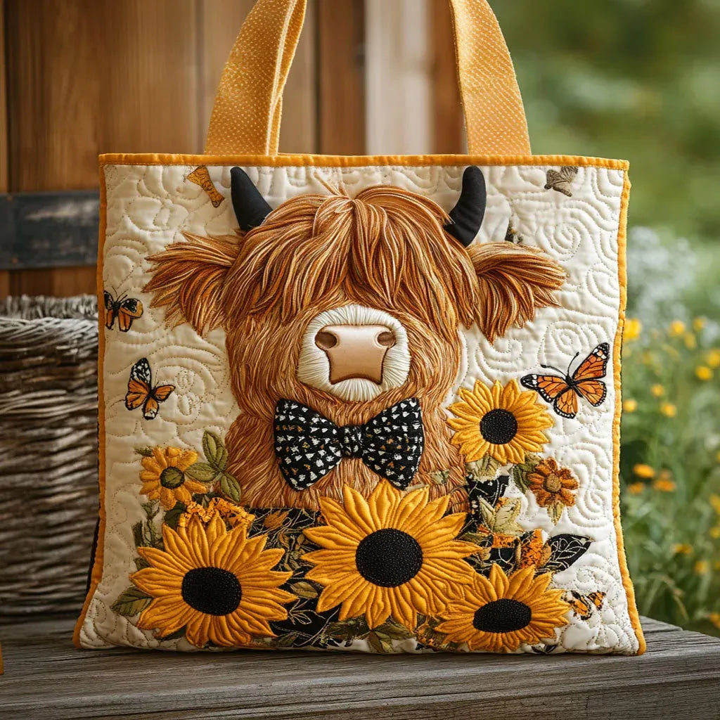 Handcrafted Cow and Sunflowers Bag – Gift Idea
