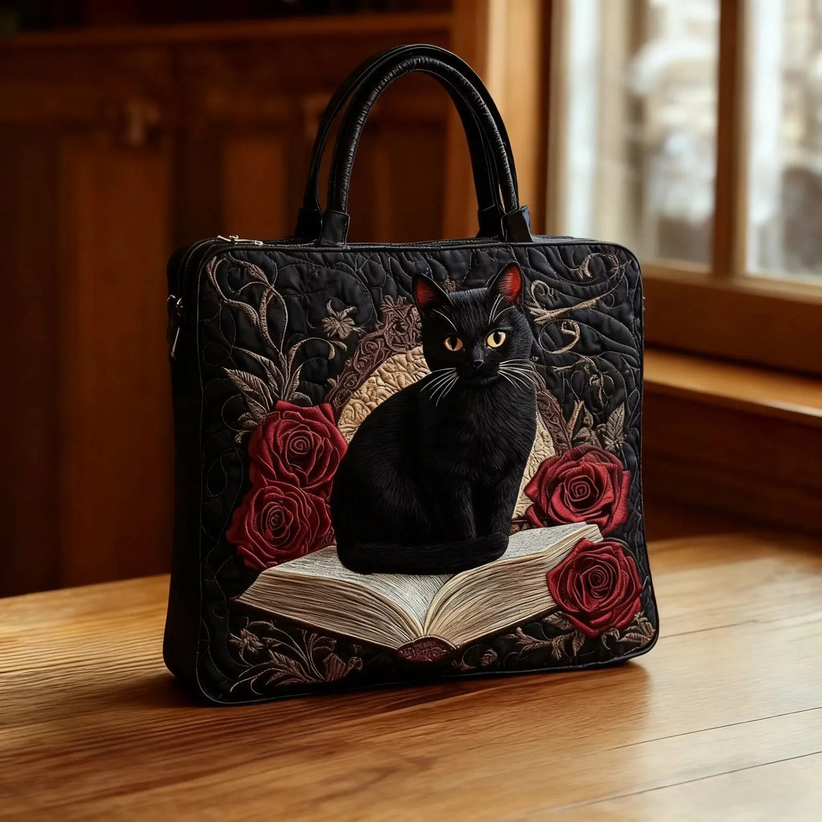 Women's Black Cat and Books Bag – Two Sizes