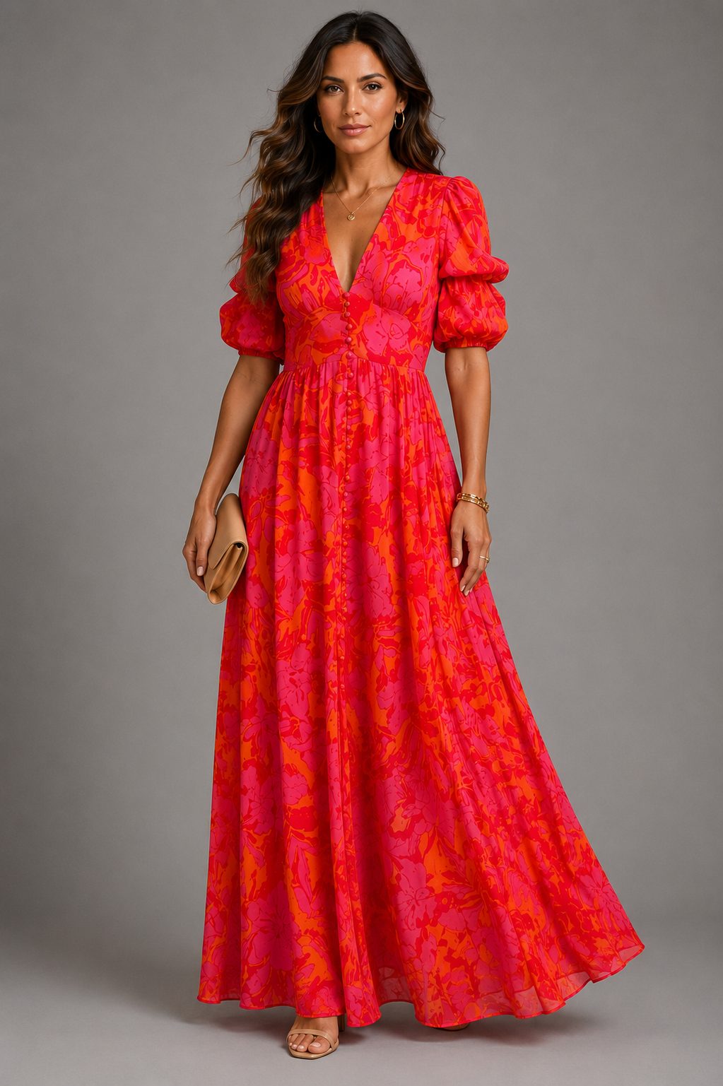 Olympe™ | Flowing V-Neck Maxi Dress