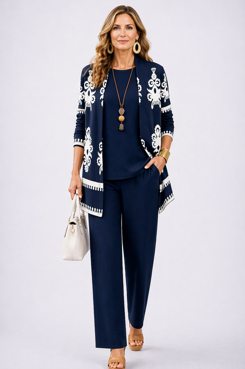 Casey three-piece co-ord set in midnight blue