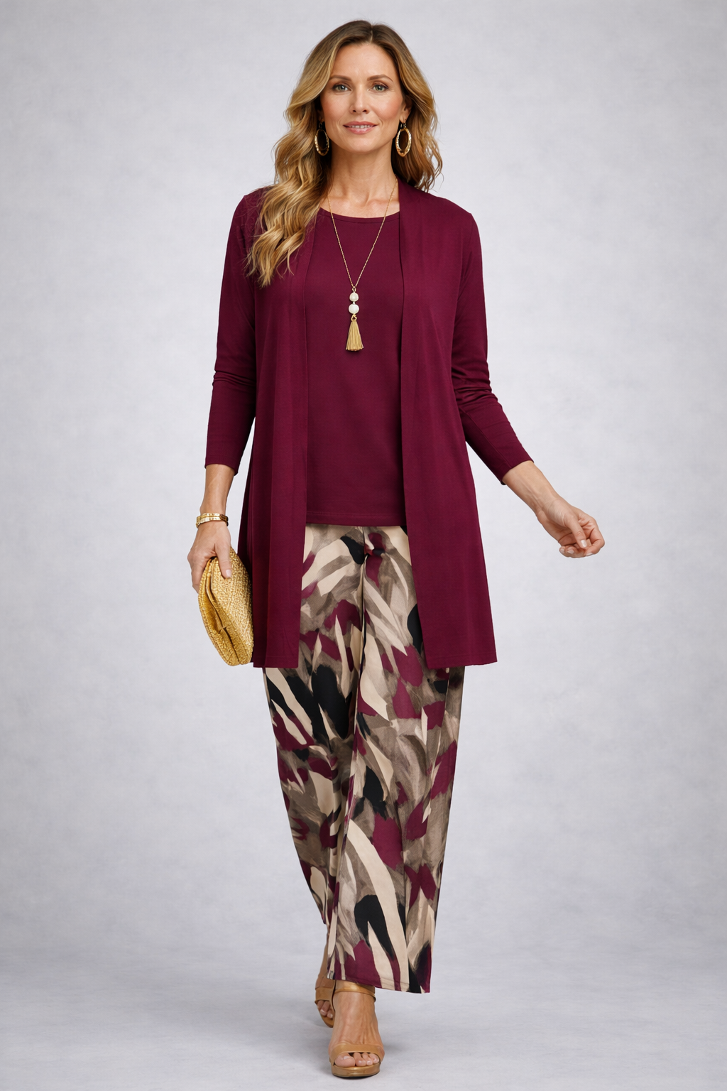 Fiona three-piece co-ord set in burgundy