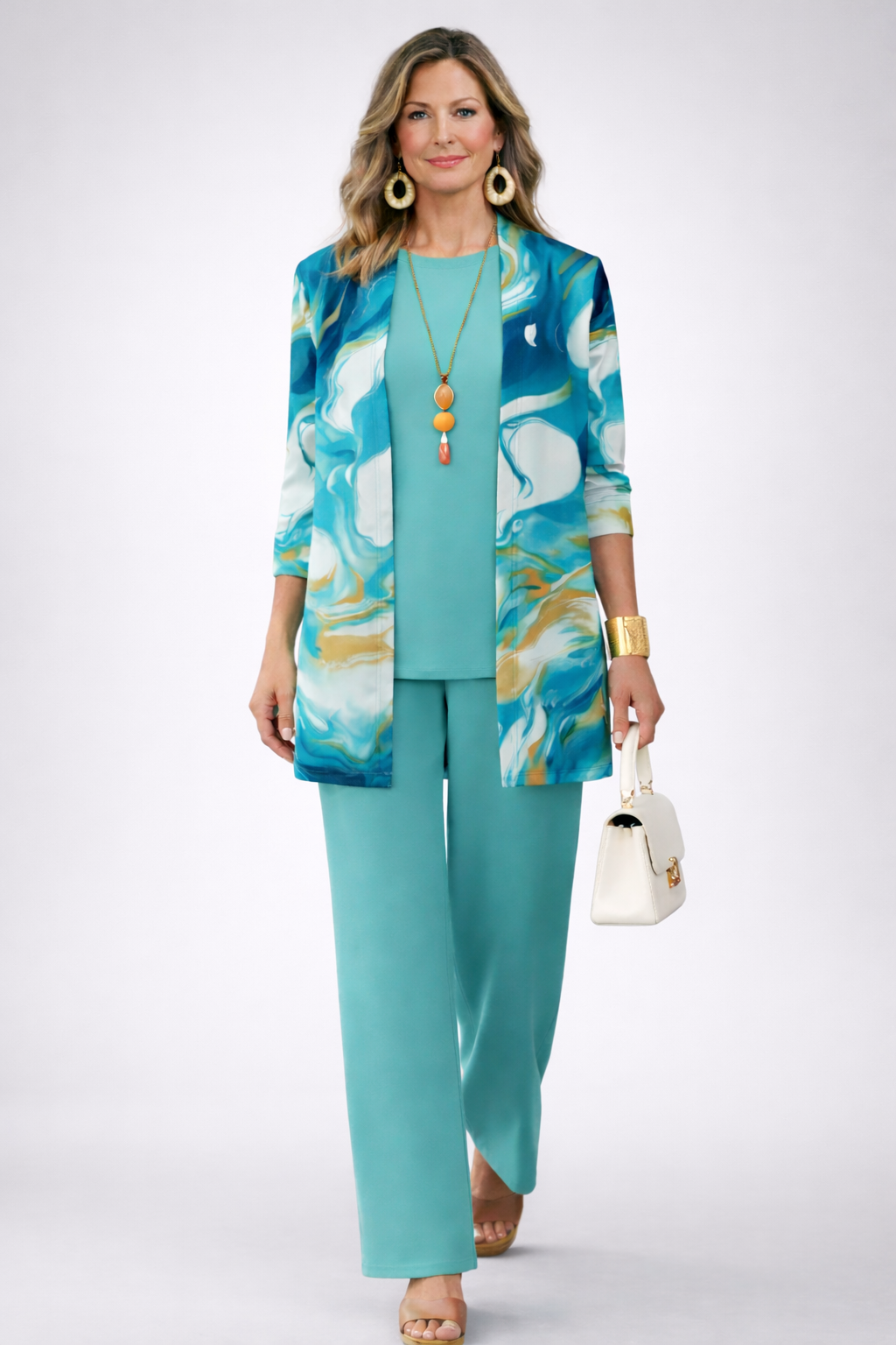 Len three-piece co-ord set in turquoise – photo 2