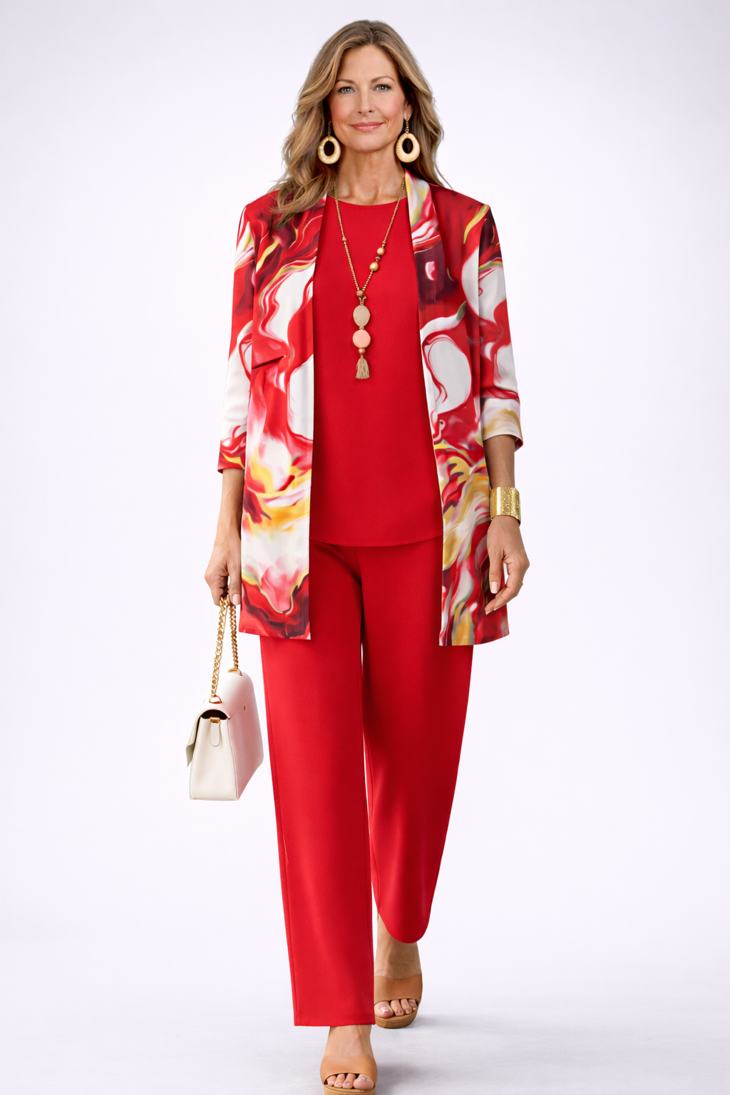 Gail three-piece co-ord set in red
