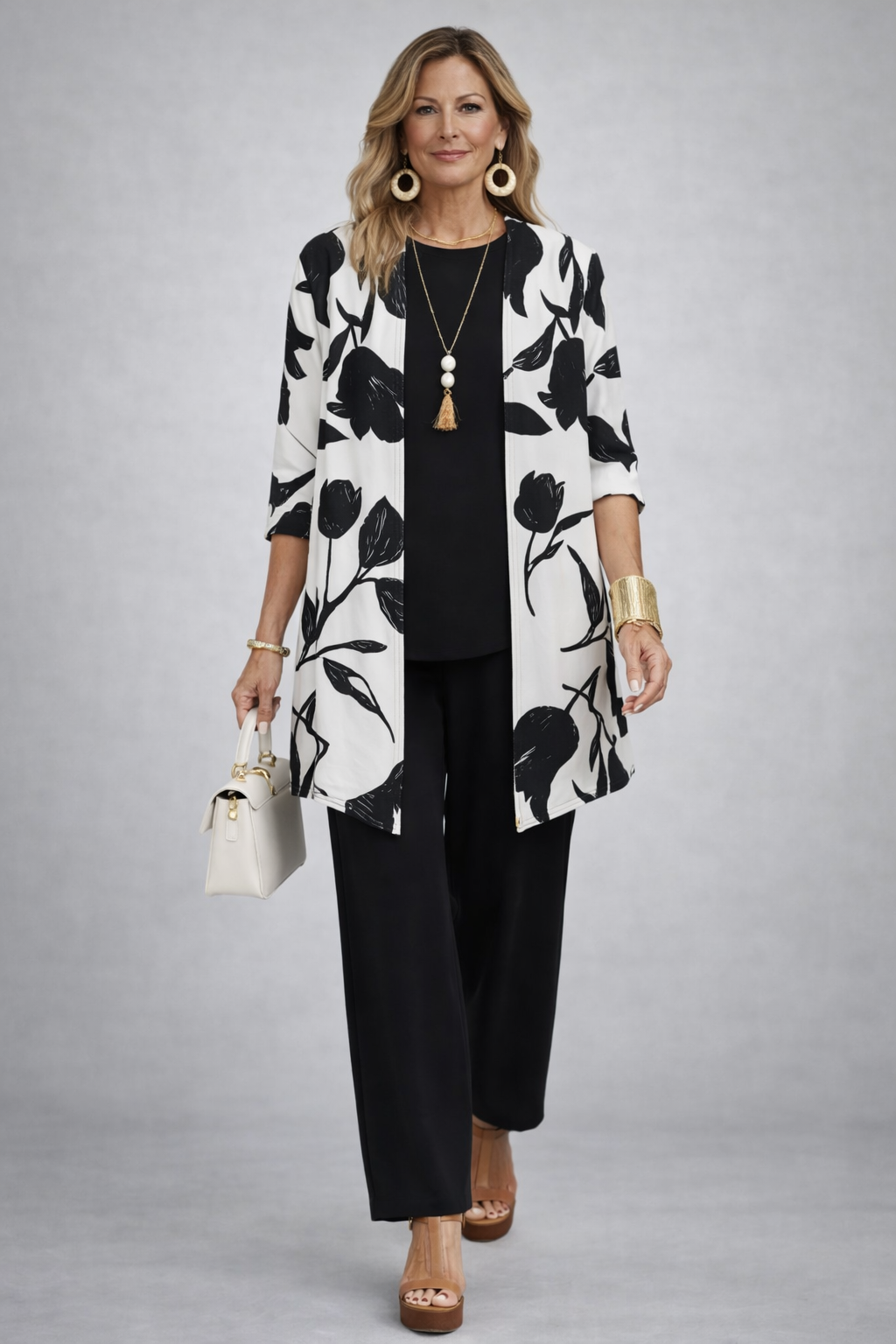 Ethel three-piece co-ord set in black and white
