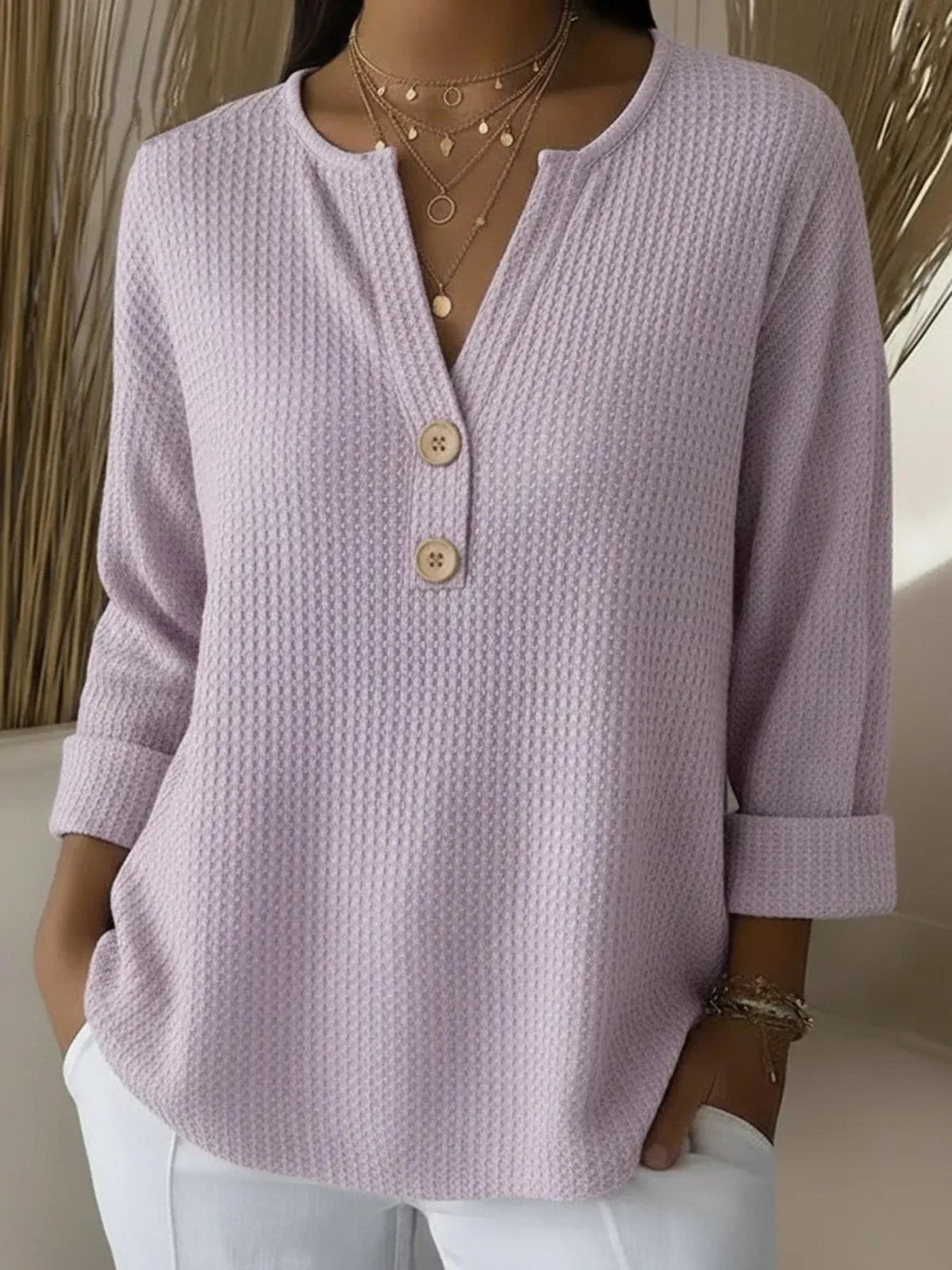 Lucinda™ | Button-Up Henley Top