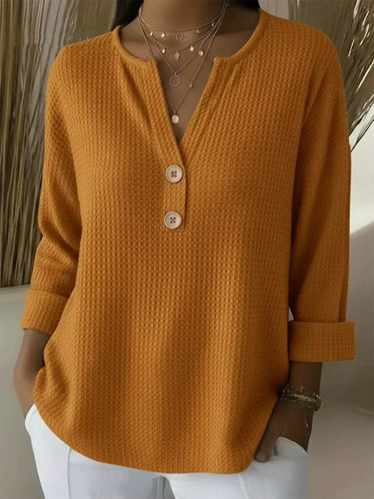 Lucinda™ | Button-Up Henley Top