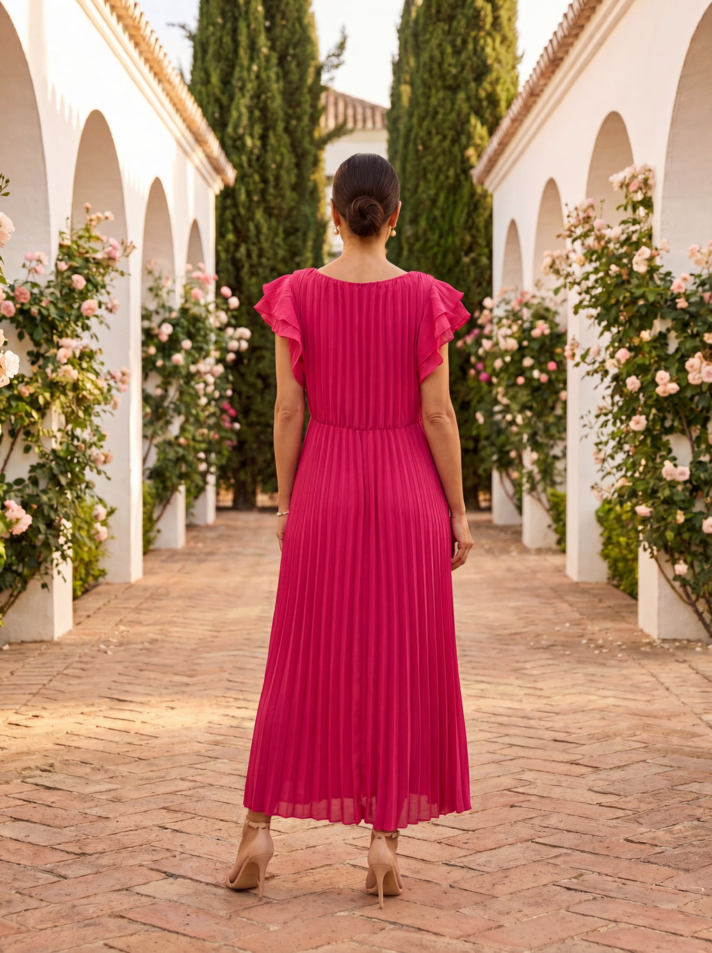 Seraphina™ | Pleated Maxi Dress with Tie Waist