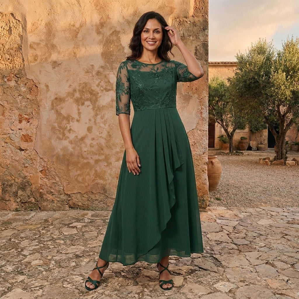 Lola™ | Lace Bodice Chiffon Dress