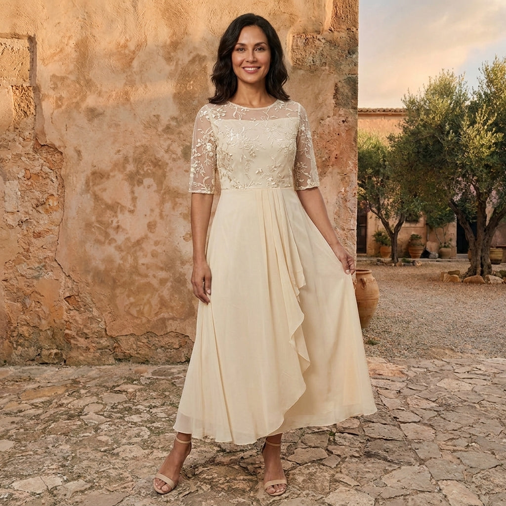 Lola™ | Lace Bodice Chiffon Dress