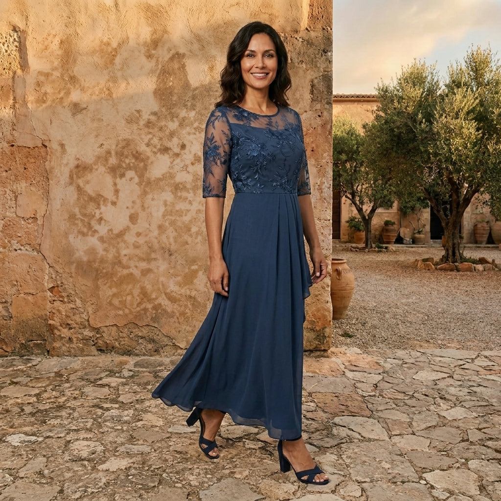 Lola™ | Lace Bodice Chiffon Dress