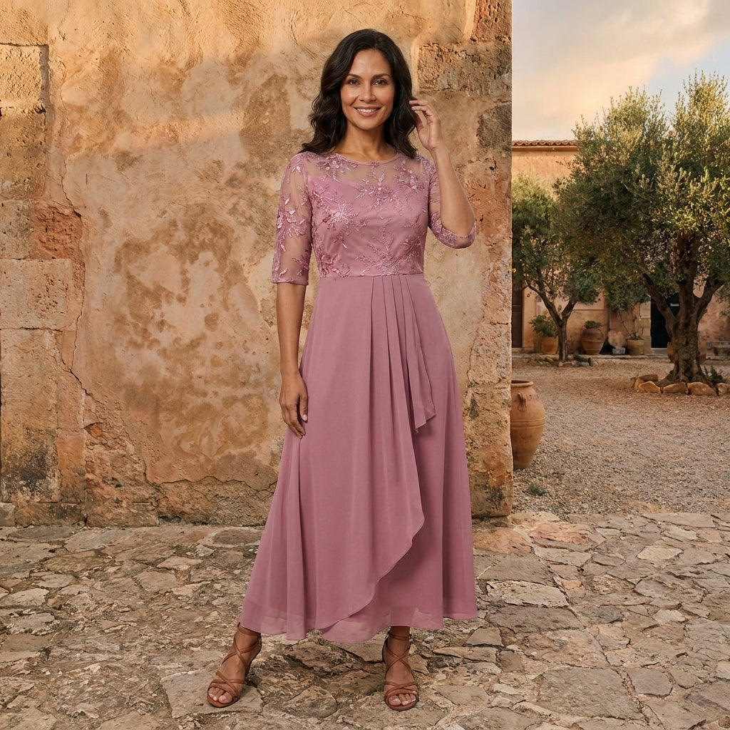 Lola™ | Lace Bodice Chiffon Dress