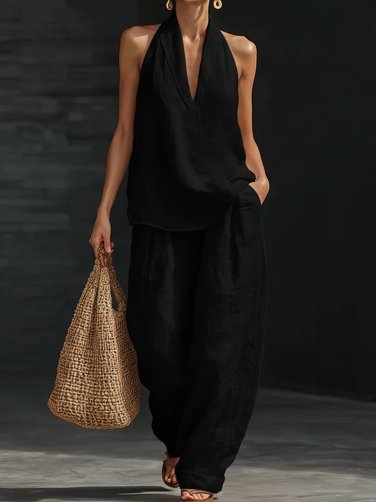 Zoe | Sleeveless Blouse with Wide-Leg Trousers