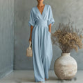 Elowen | Chic Draped Wide-Leg Jumpsuit