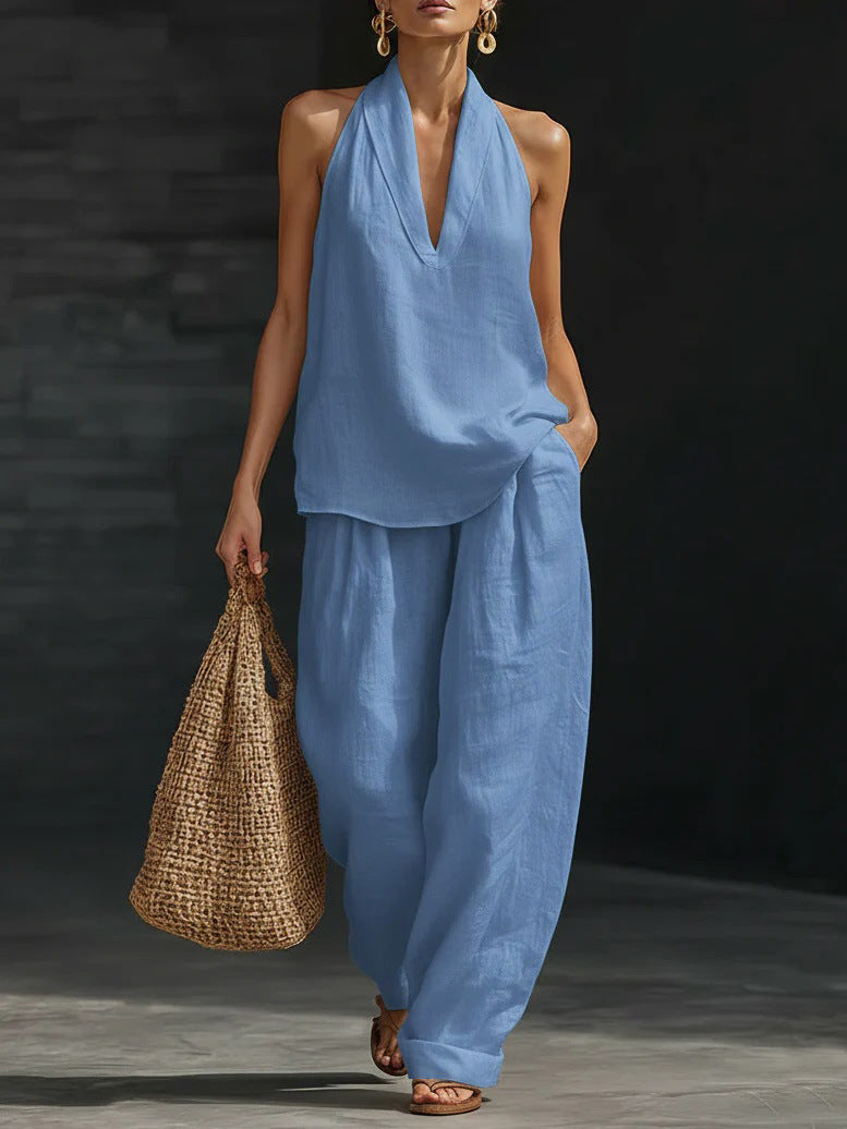 Zoe | Sleeveless Blouse with Wide-Leg Trousers
