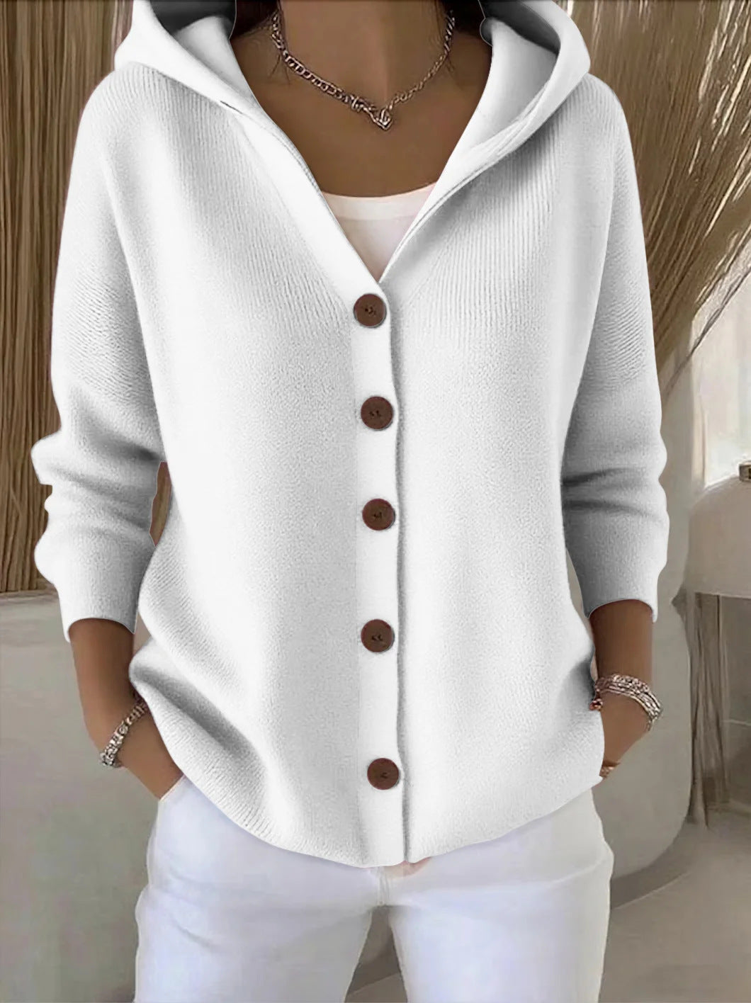 Darienne™ | Hooded Cardigan with Button Details