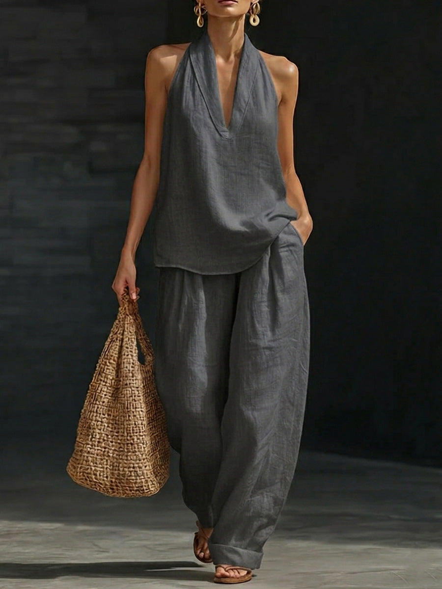 Zoe | Sleeveless Blouse with Wide-Leg Trousers