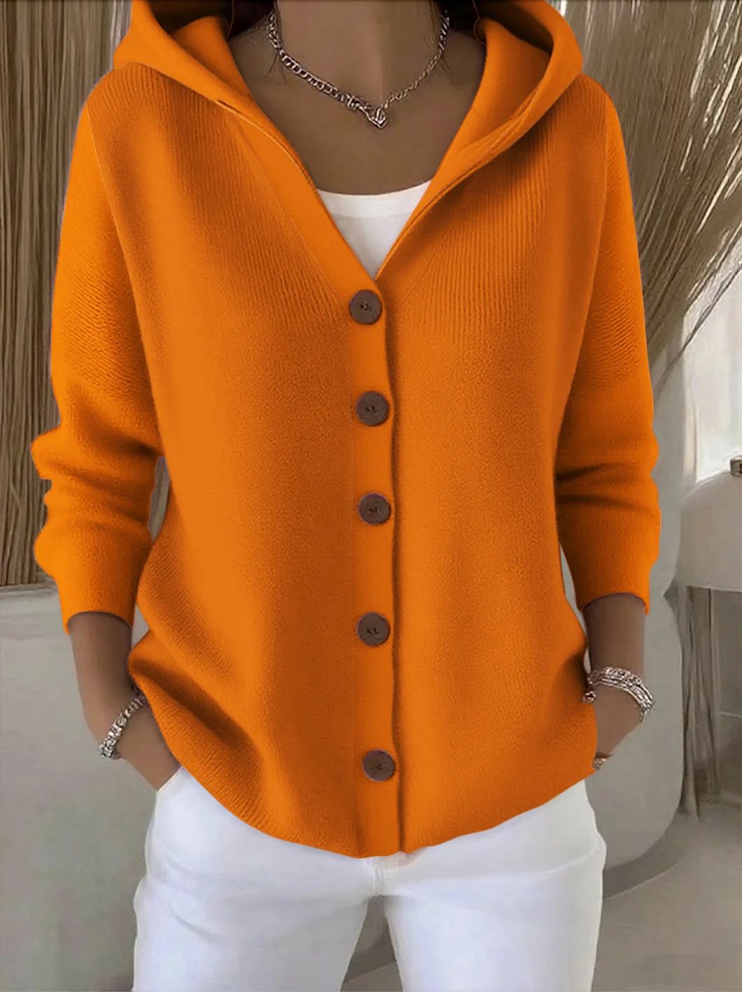 Darienne™ | Hooded Cardigan with Button Details