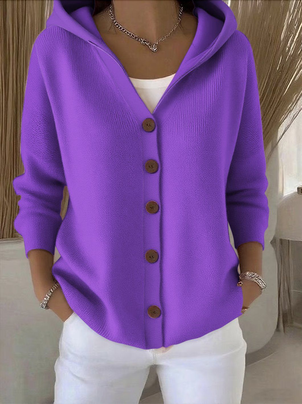 Darienne™ | Hooded Cardigan with Button Details