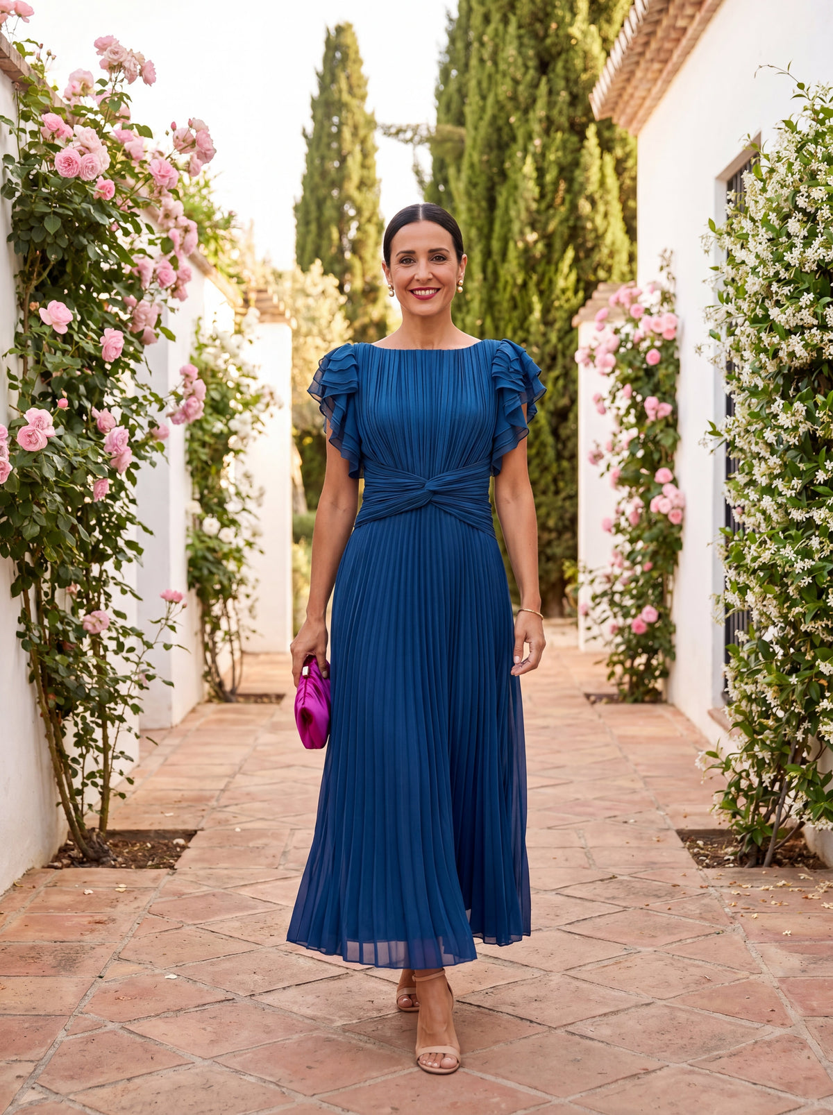 Seraphina™ | Pleated Maxi Dress with Tie Waist