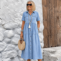 Elizabeth™ - Denim Print Midi Dress