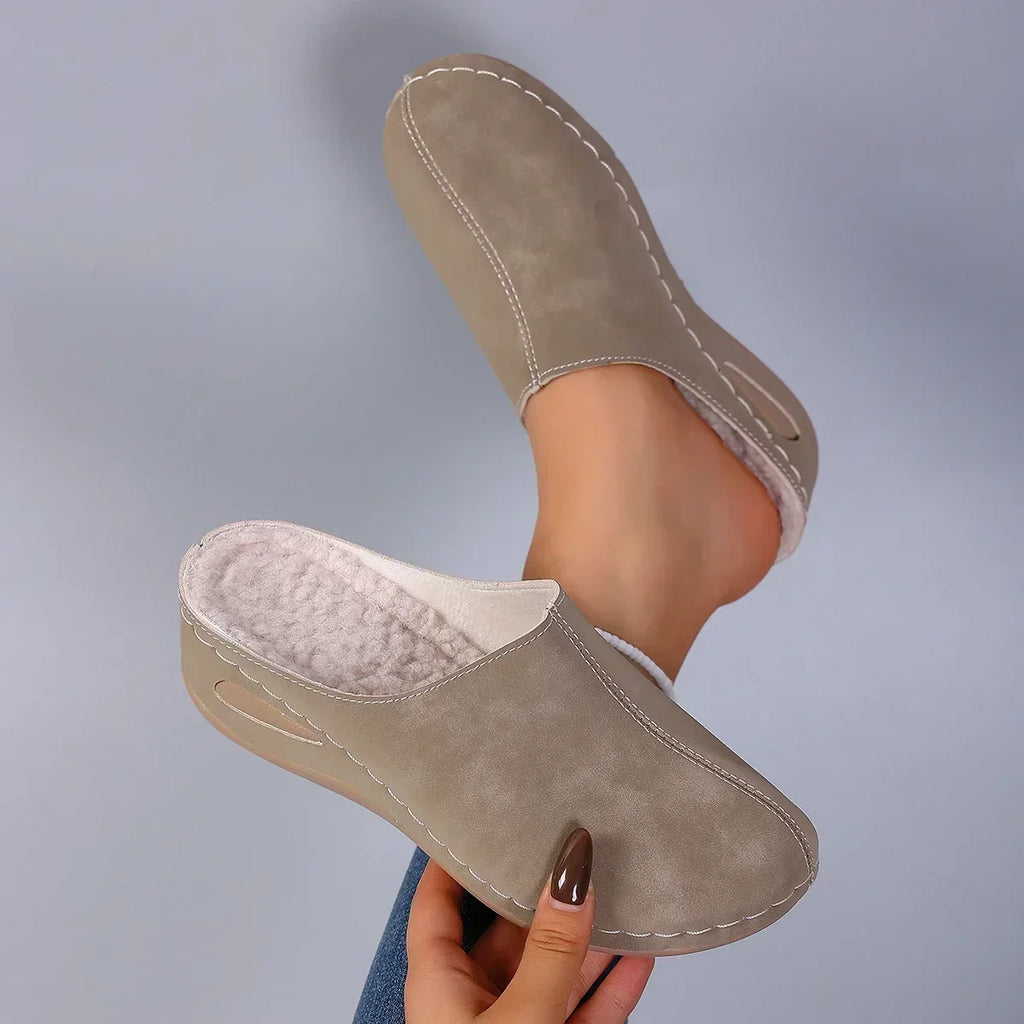 Élise women's comfort slippers worn at home