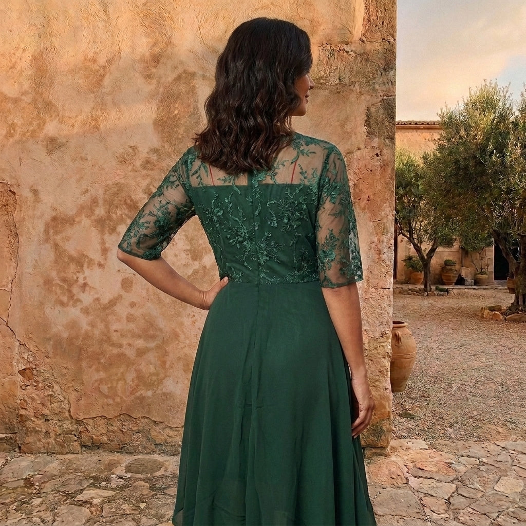 Lola™ | Lace Bodice Chiffon Dress