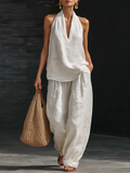 Zoe | Sleeveless Blouse with Wide-Leg Trousers