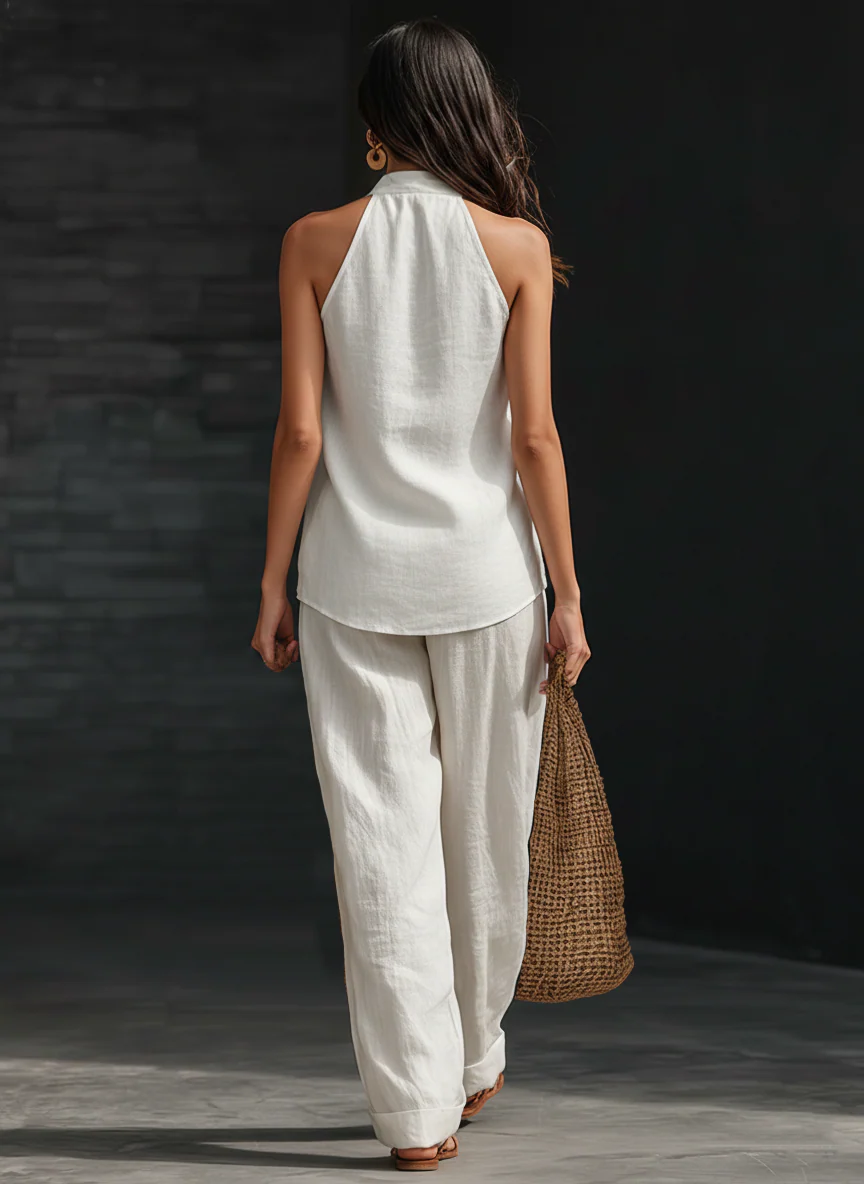 Zoe | Sleeveless Blouse with Wide-Leg Trousers